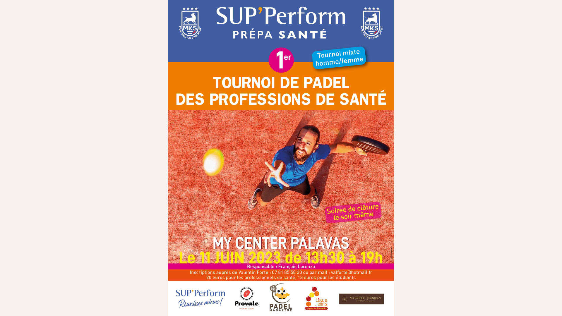 Tournoi de PADEL SUP’Perform des professions de santé, Palavas, 11 juin 2023