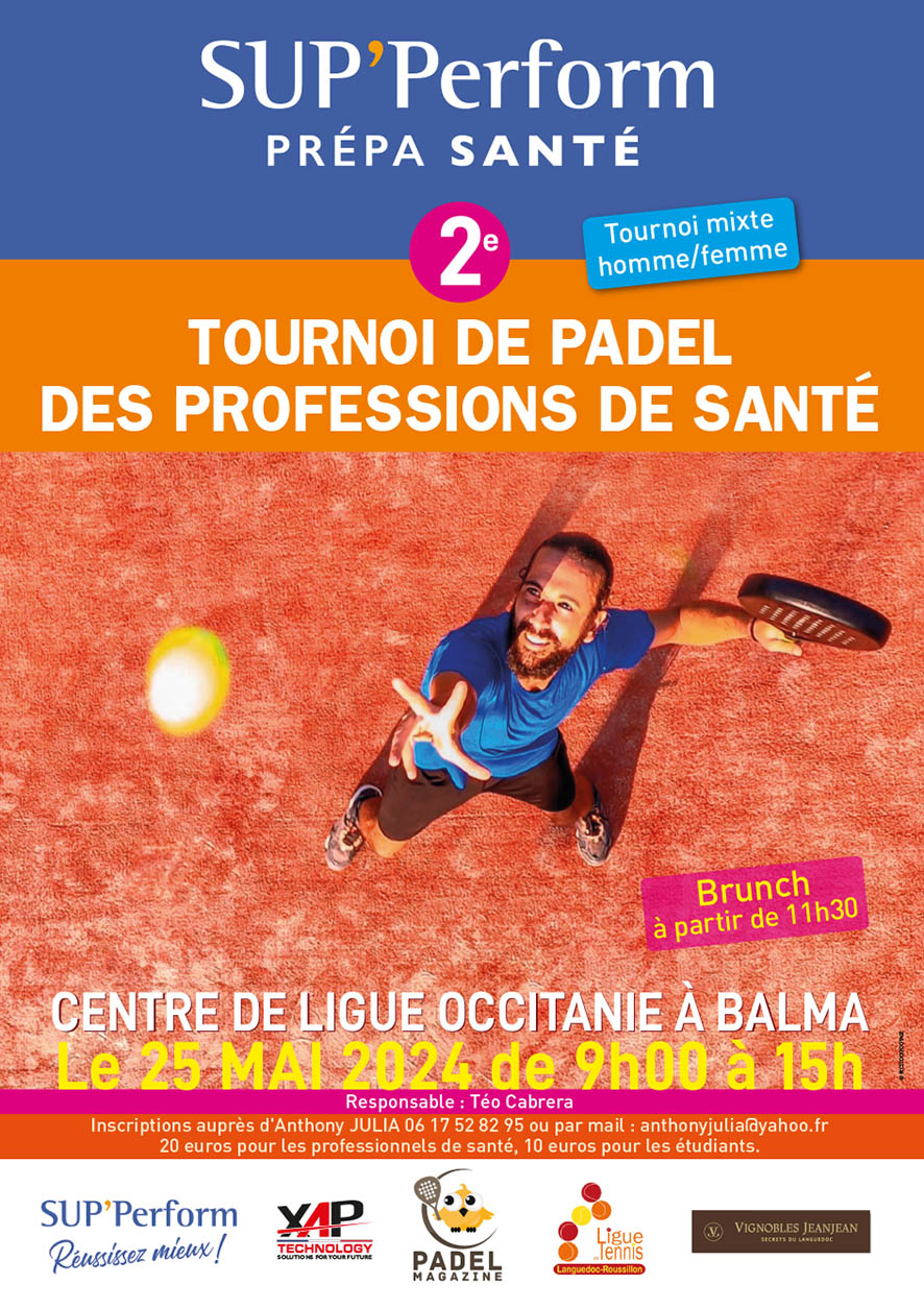 Tournoi de PADEL SUP’Perform des professions de santé, Balma, 25 mai 2024